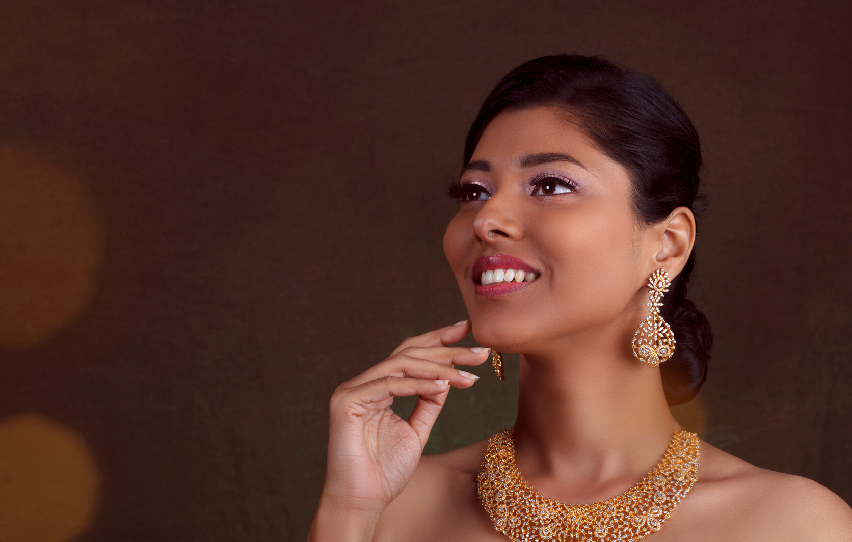 beautiful indian model wearing jewellery